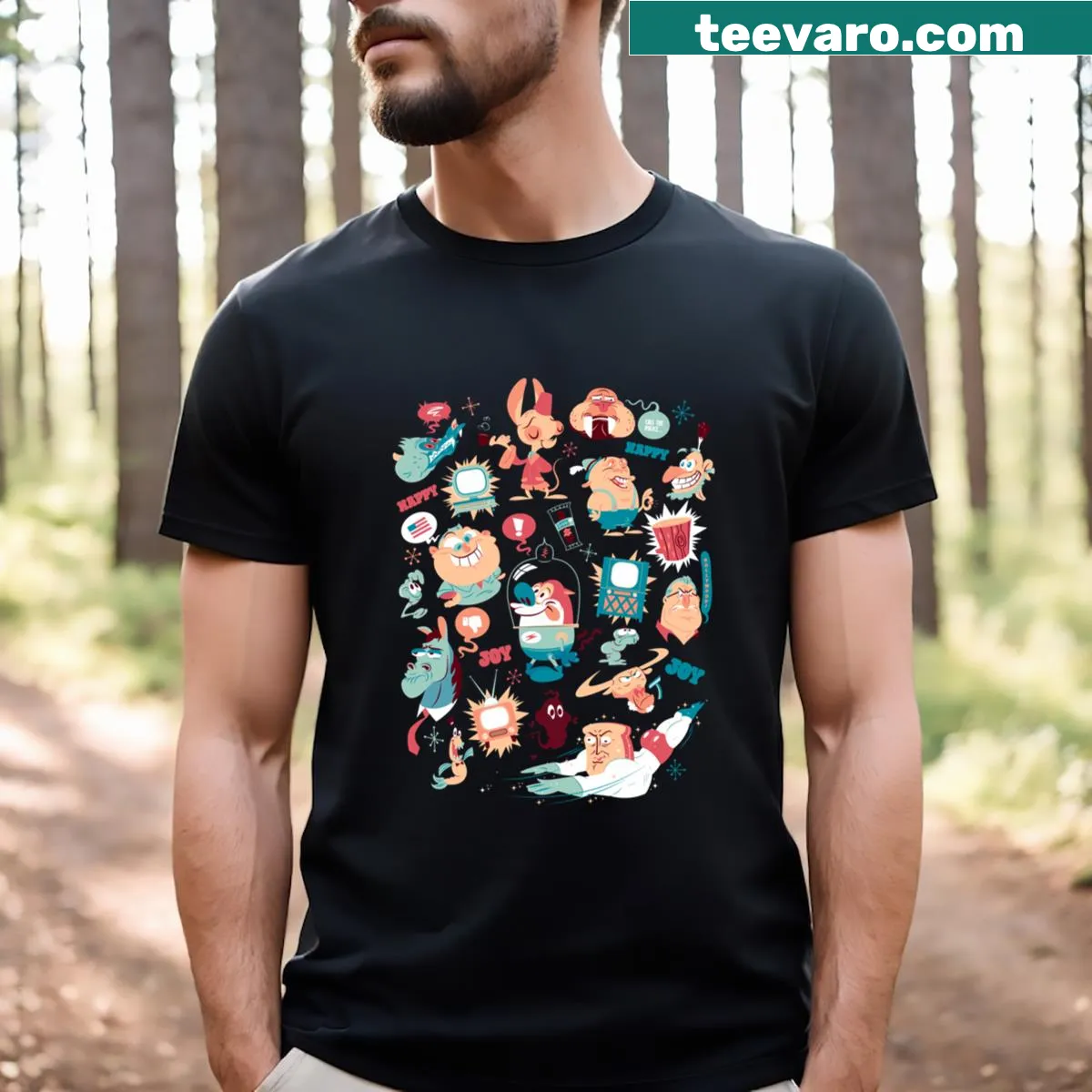 Playful T-shirt with 'Eediot Box' typography design — on a men's t-shirt
