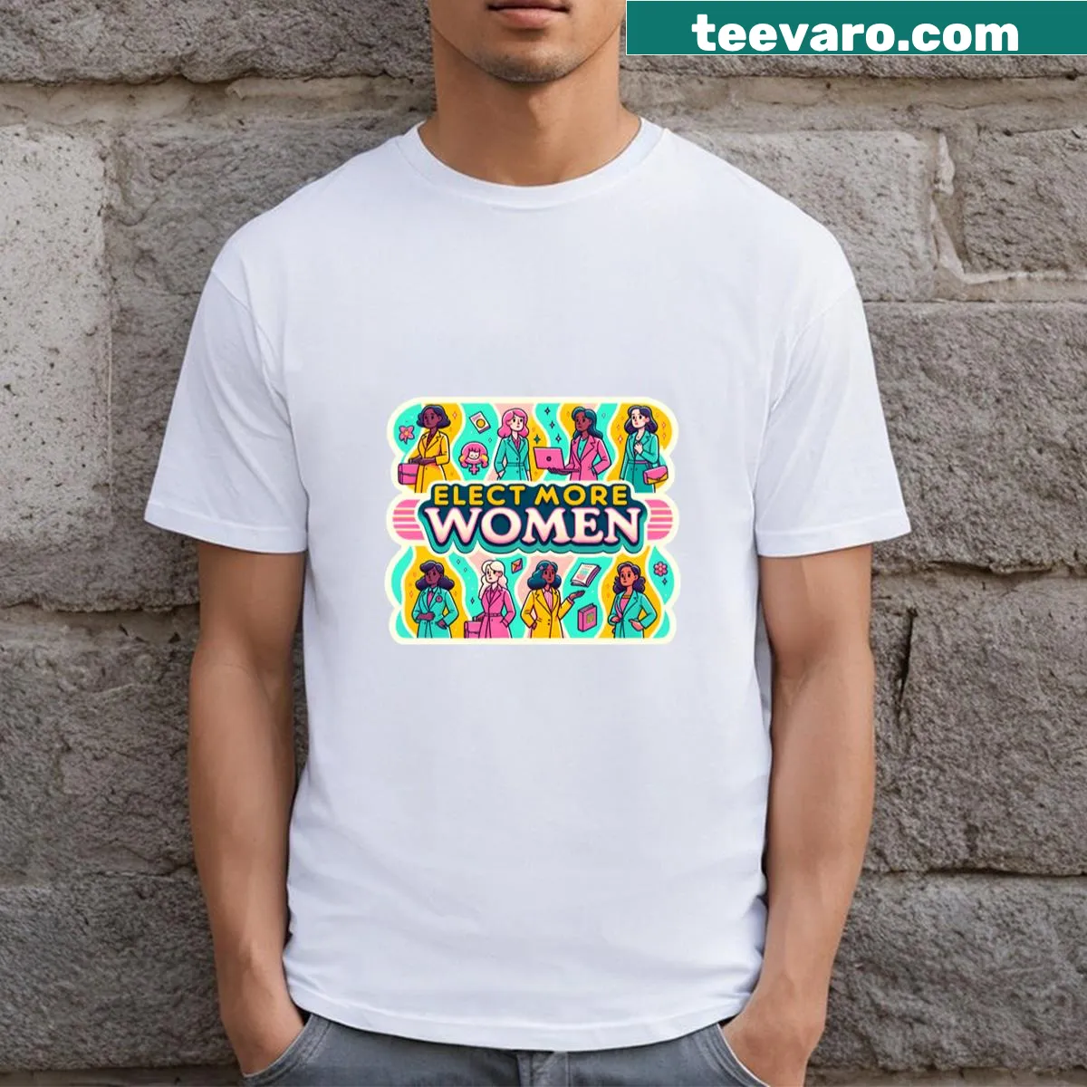 T-shirt promoting representation in politics and voting — on a men's t-shirt