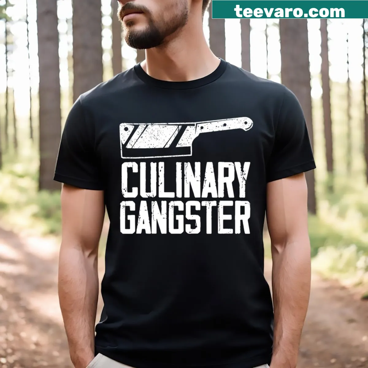 Funny cartoon chef t-shirt designed for kitchen enthusiasts — on a men's t-shirt