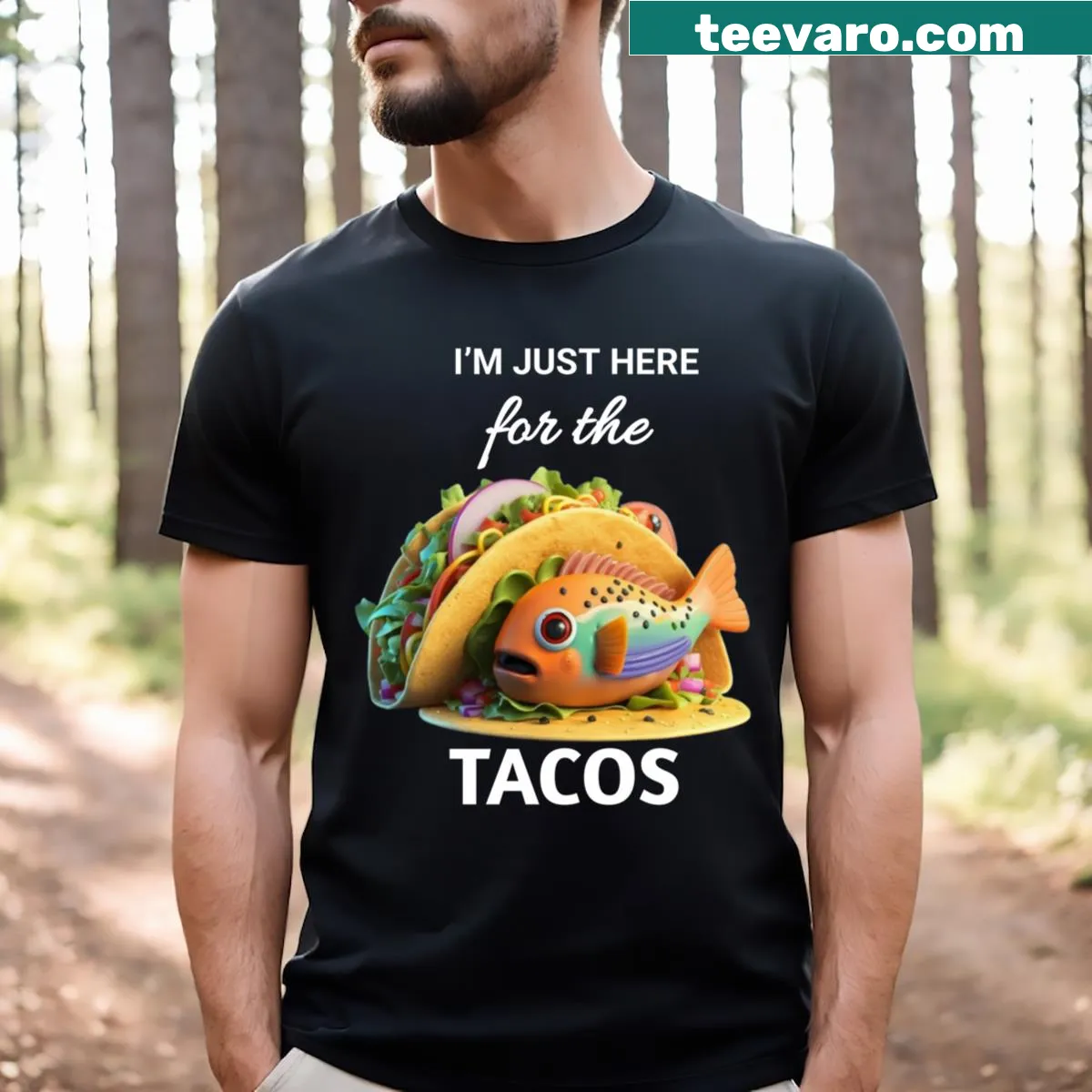 T-shirt featuring funny taco puns and bold text about tacos — on a men's t-shirt