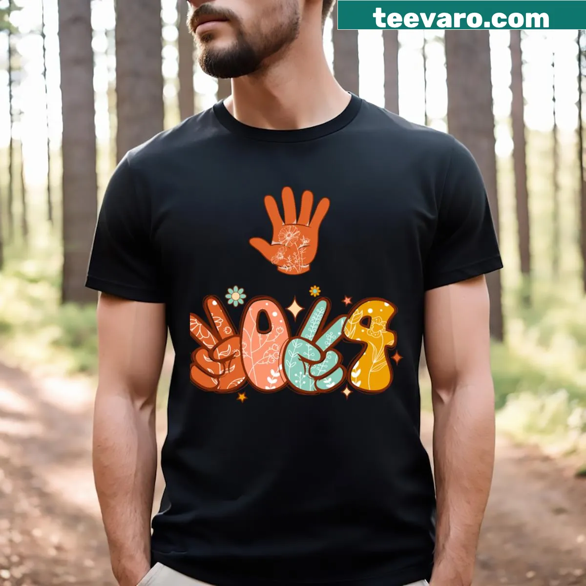 Cheerful Hello 2024 t-shirt with bold text — on a men's t-shirt