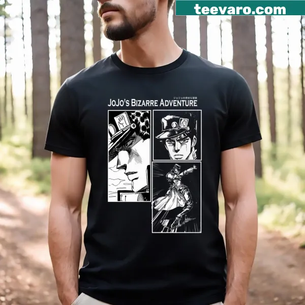 Anime-inspired graphic t-shirt celebrating Jojo's Bizarre Adventure