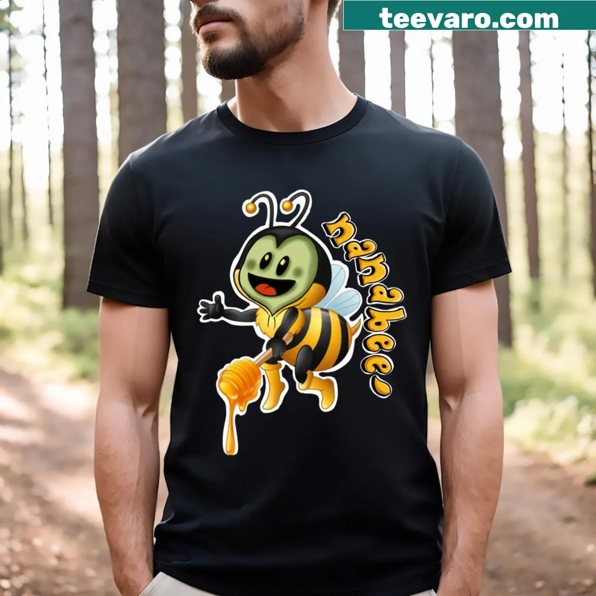T-shirt with a cute bee drawing and playful text for Nanalan fans — on a men's t-shirt