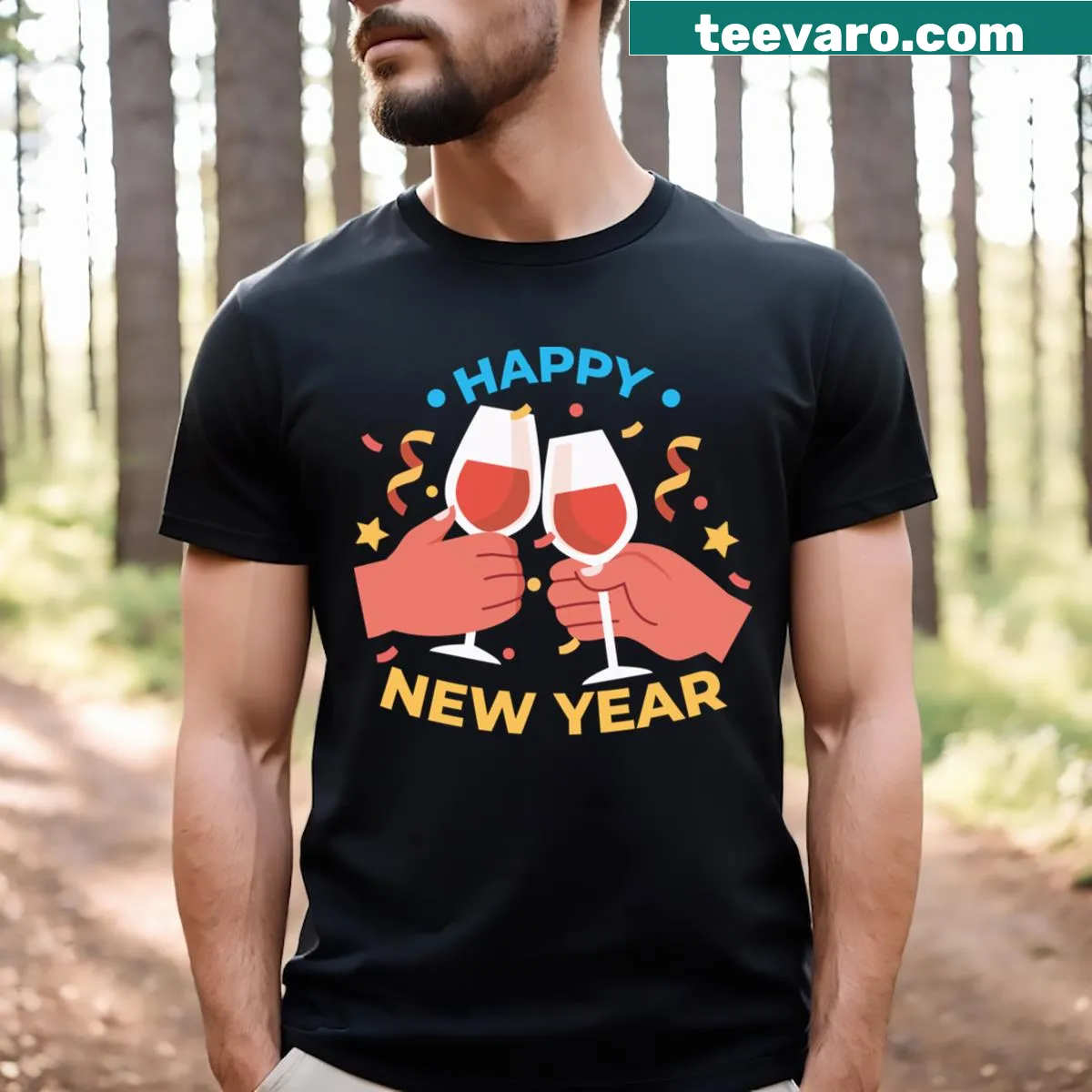 Festive design celebrating New Year 2024 — on a men's t-shirt