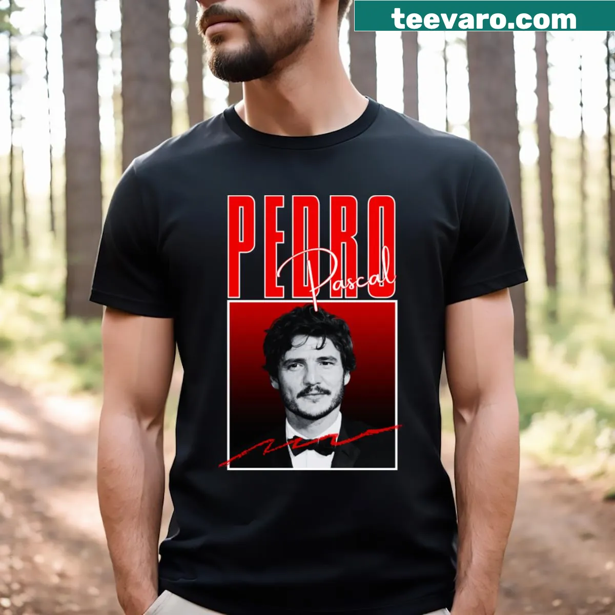 Vintage-style T-shirt inspired by Pedro Pascal with retro design — on a men's t-shirt