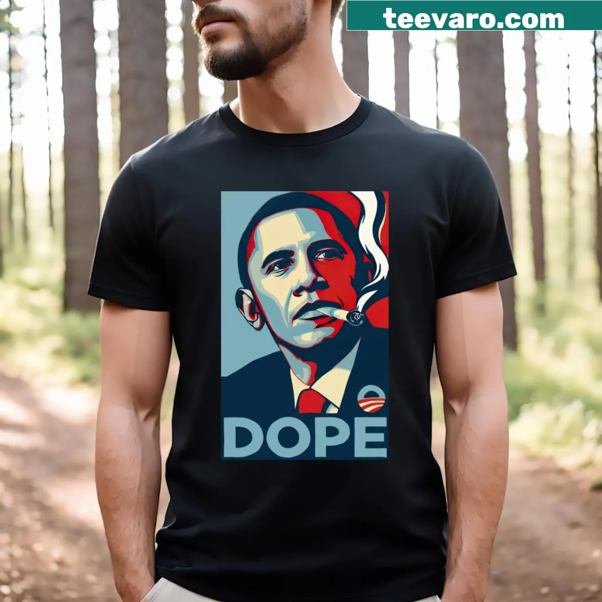 Shepard Fairey-style Obama graphic t-shirt — on a men's t-shirt