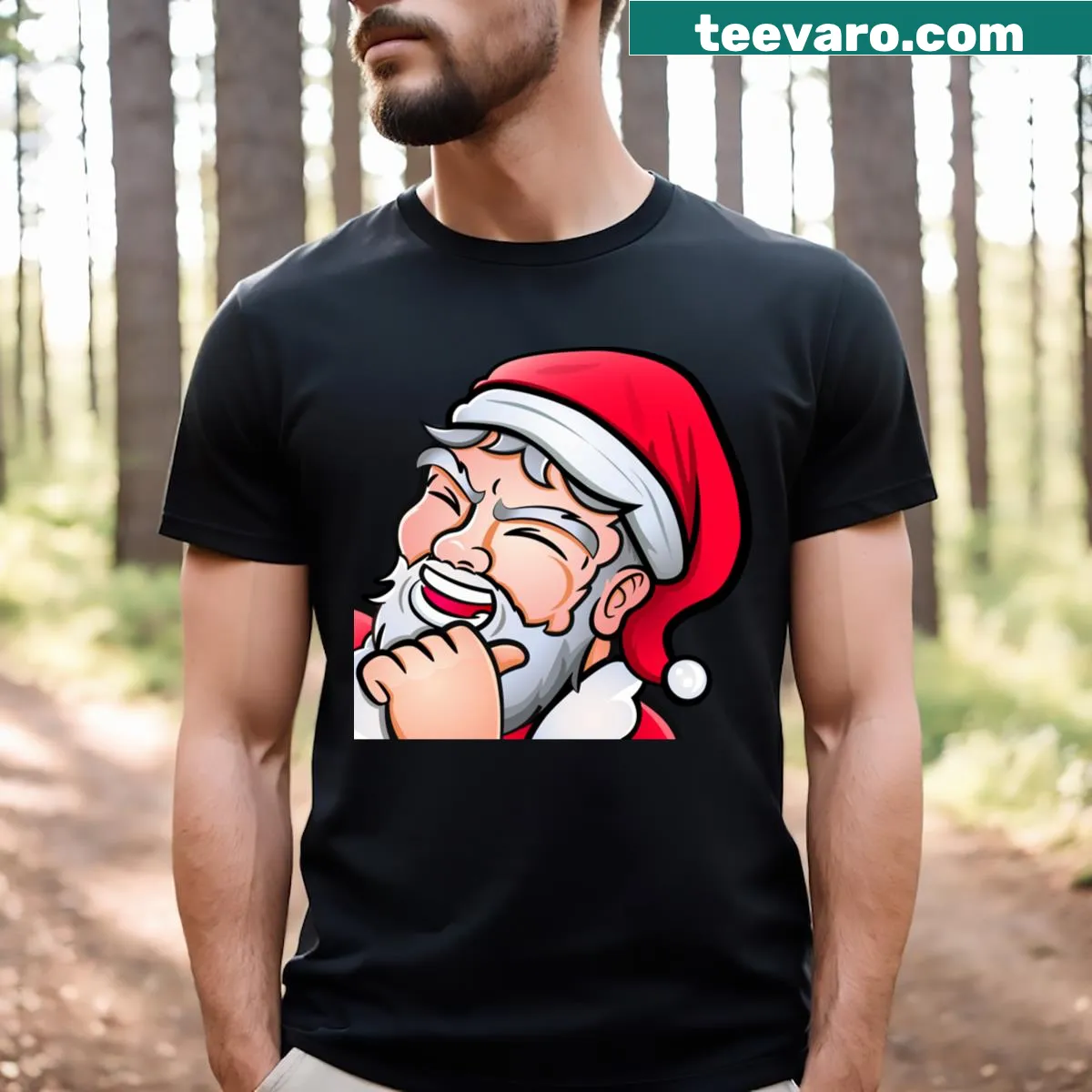 Illustration of Santa Claus on a festive T-shirt for Christmas. — on a men's t-shirt