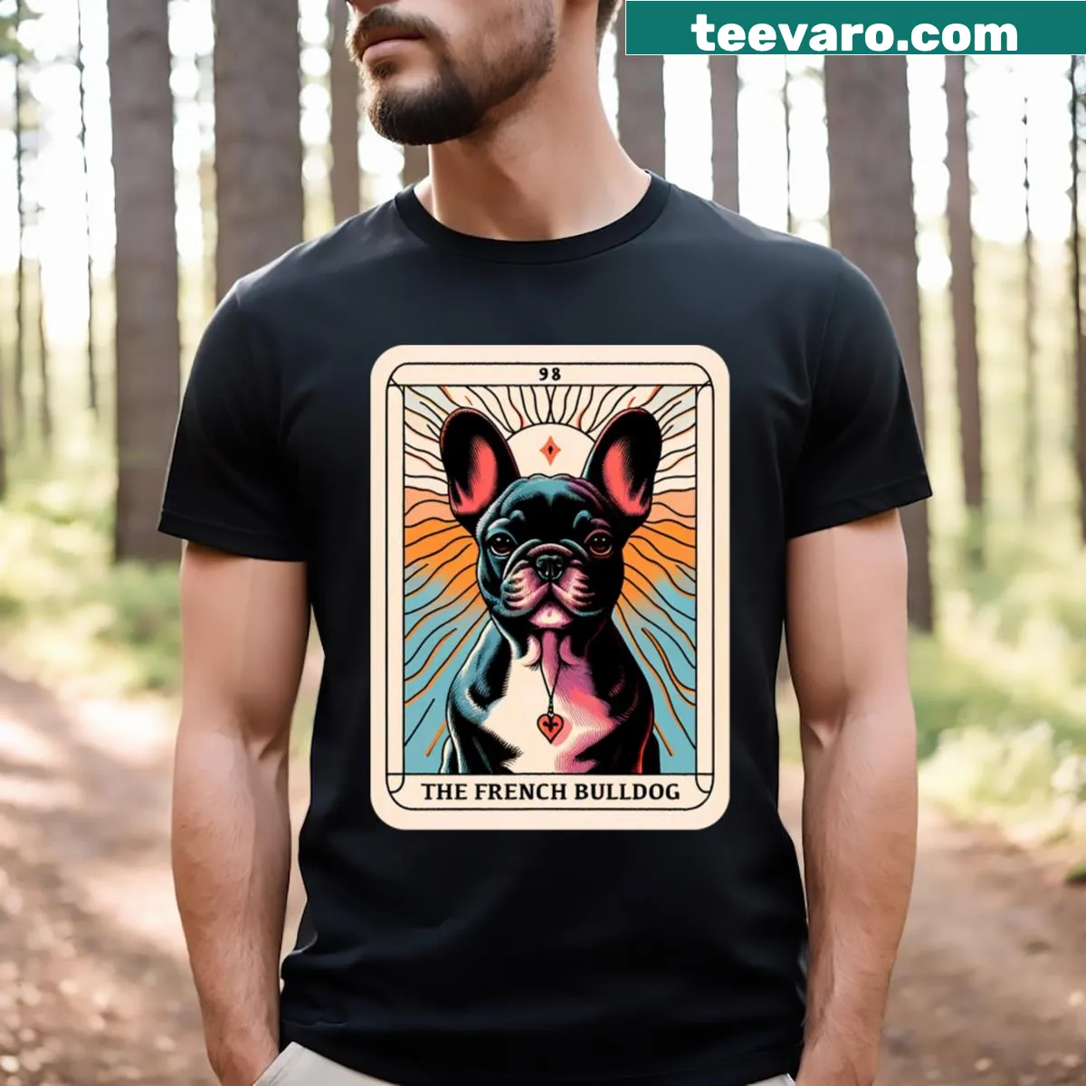 Illustrative French Bulldog t-shirt with adorable graphics — on a men's t-shirt