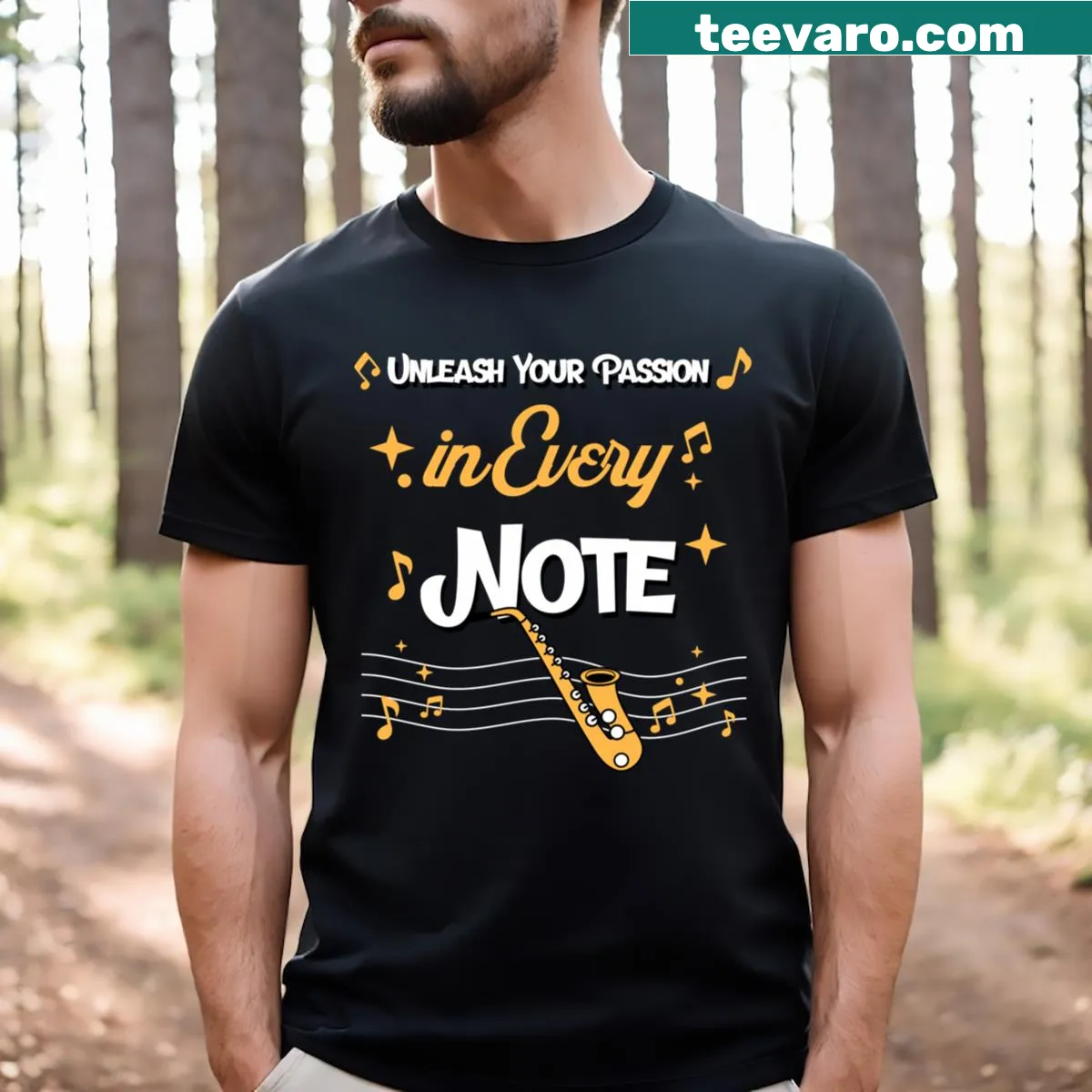 Inspirational music-themed t-shirt — on a men's t-shirt