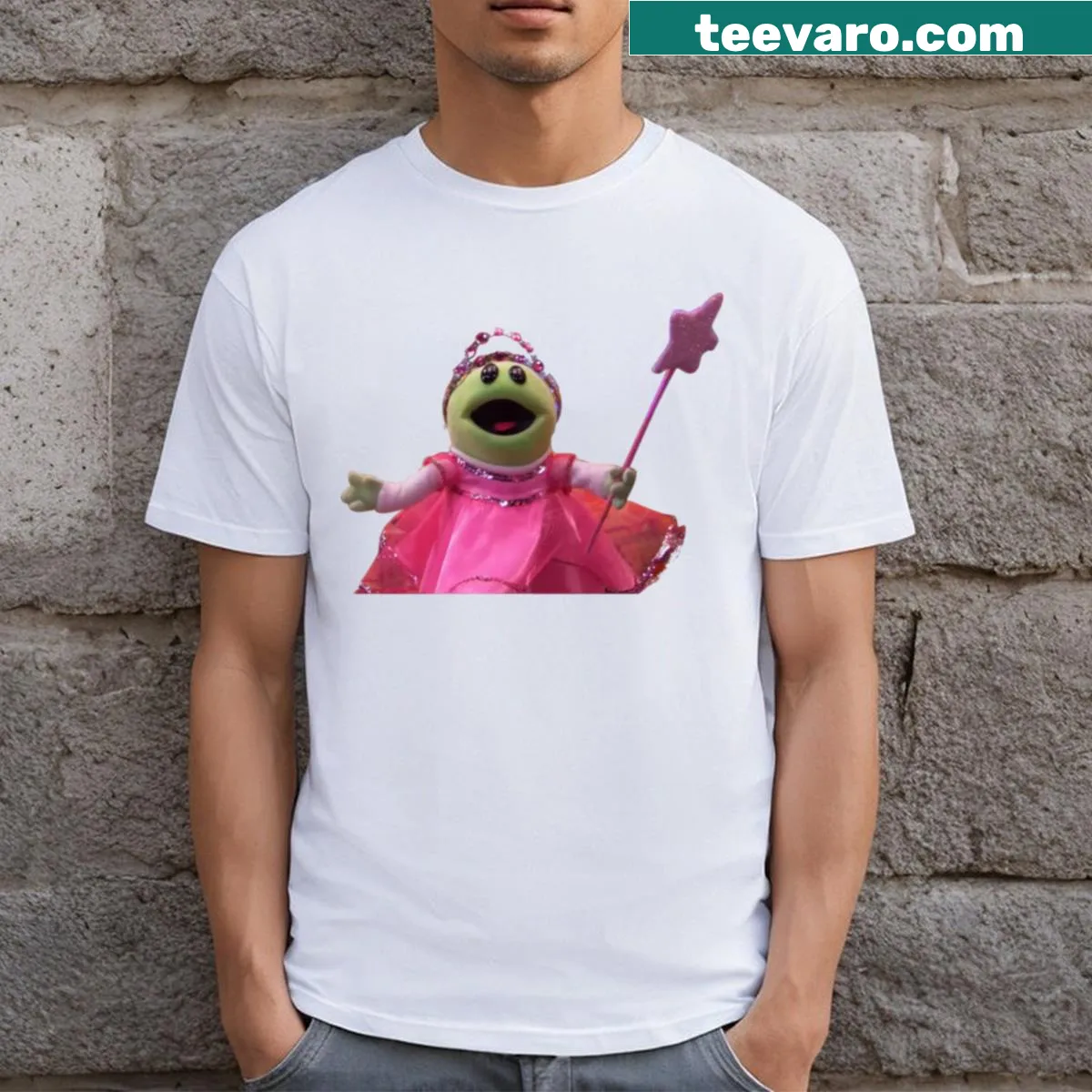 Cartoon t-shirt featuring Mona from Nanalan with playful text — on a men's t-shirt