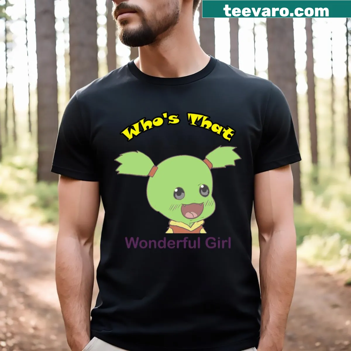 T-shirt with the phrase 'Who's That Wonderful Nanalan?' celebrating grandmothers. — on a men's t-shirt