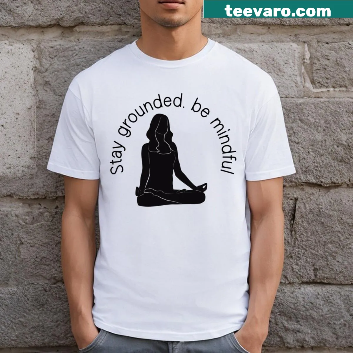 Inspirational yoga-themed t-shirt with peace quotes — on a men's t-shirt