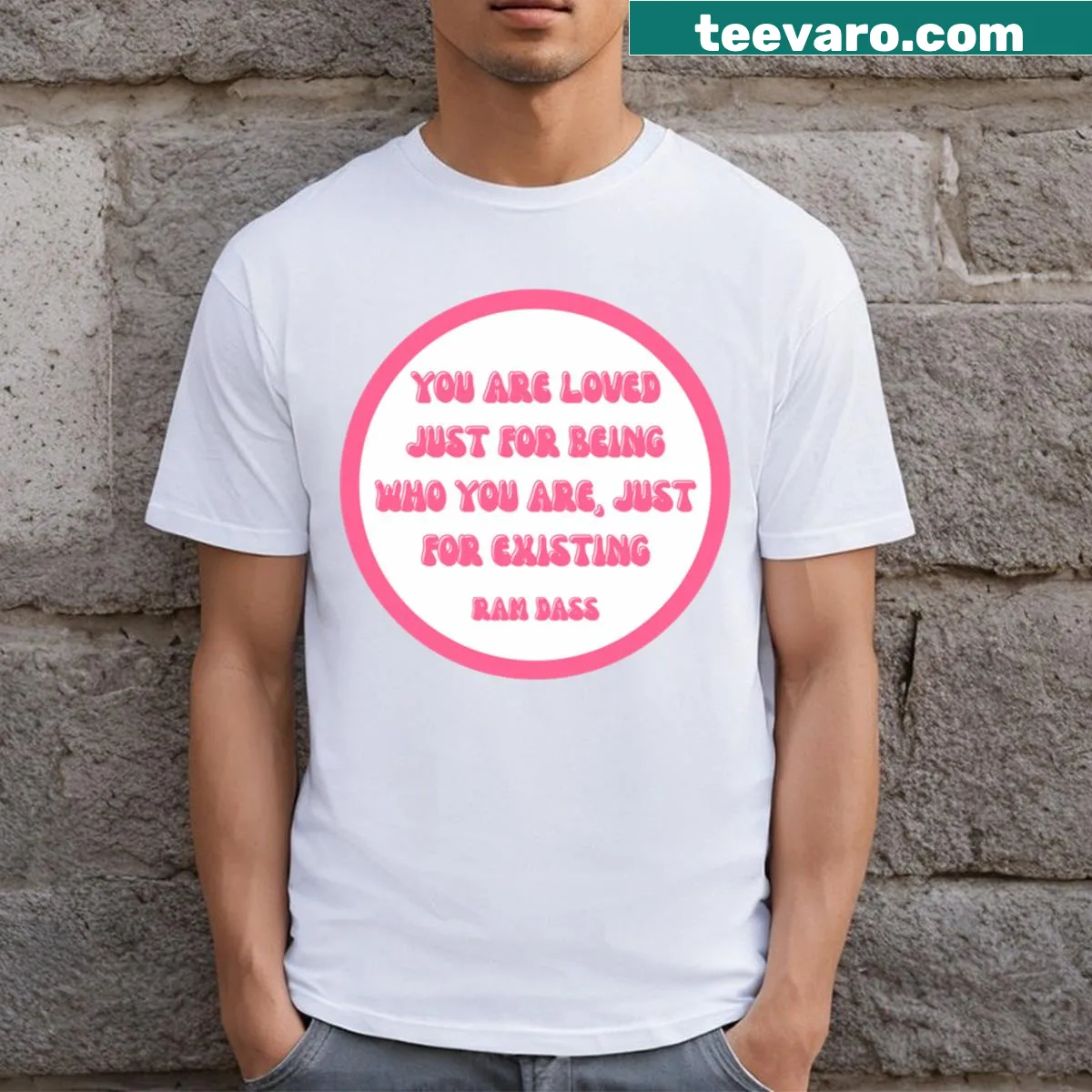 Affirmation T-shirt with 'You Are Loved' text for mindfulness — on a men's t-shirt