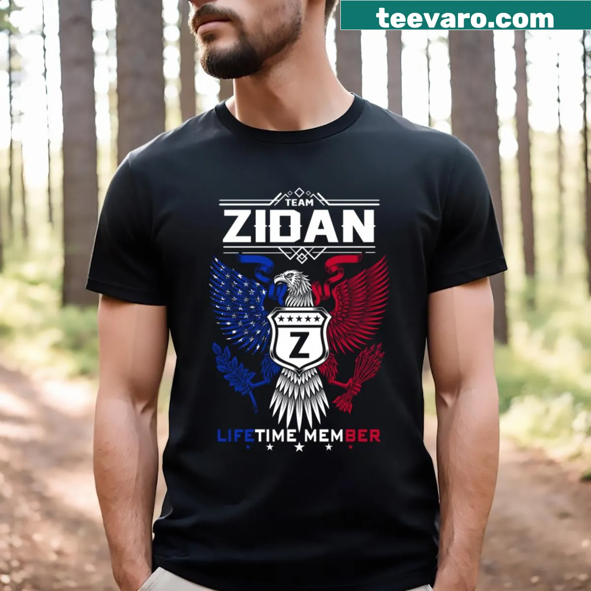 Eagle emblem t-shirt for Zidan Zidan lifetime members — on a men's t-shirt