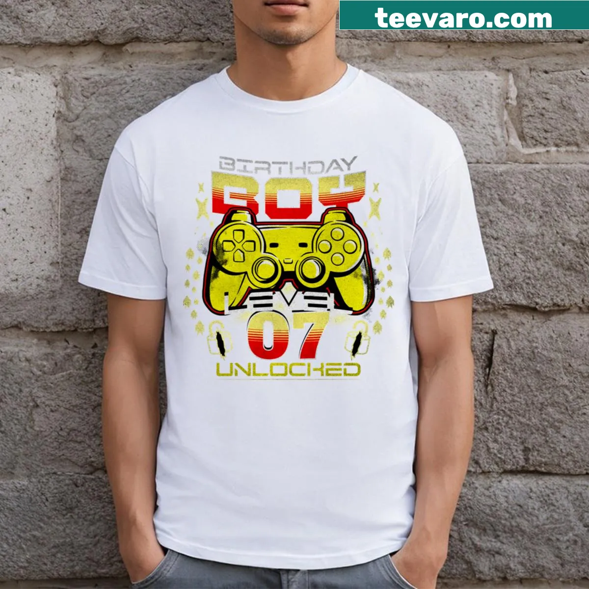 Retro gamer design t-shirt for 7-year-old's birthday — on a men's t-shirt