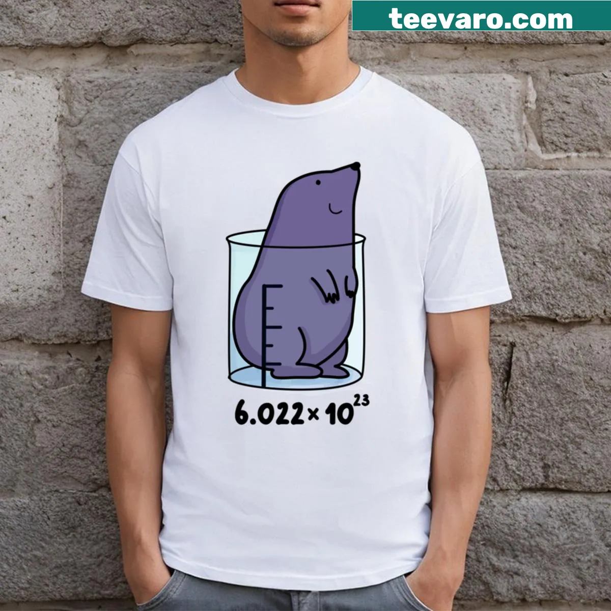 Funny chemistry mole illustration T-shirt — on a men's t-shirt