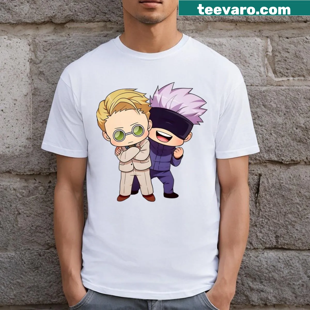 Chibi Two Best Teachers t-shirt with cute illustrations — on a men's t-shirt