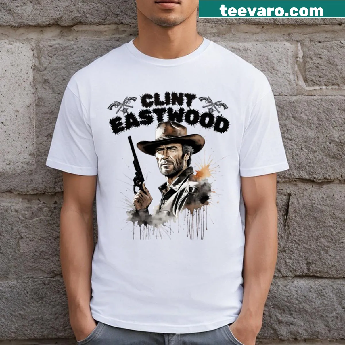 Clint Eastwood Today shirt with vintage typography design — on a men's t-shirt