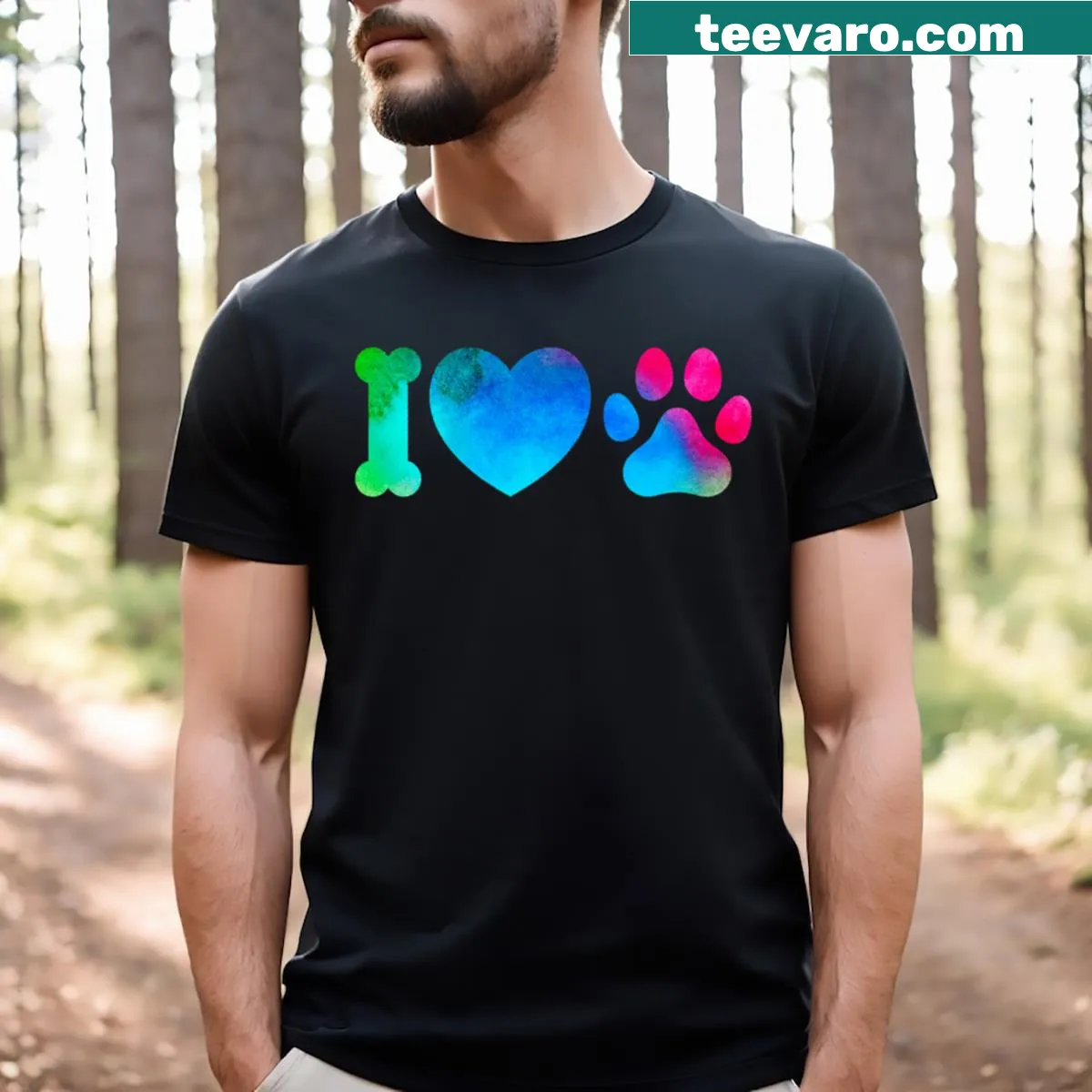 T-shirt with the phrase 'I Love Dog' in playful typography — on a men's t-shirt