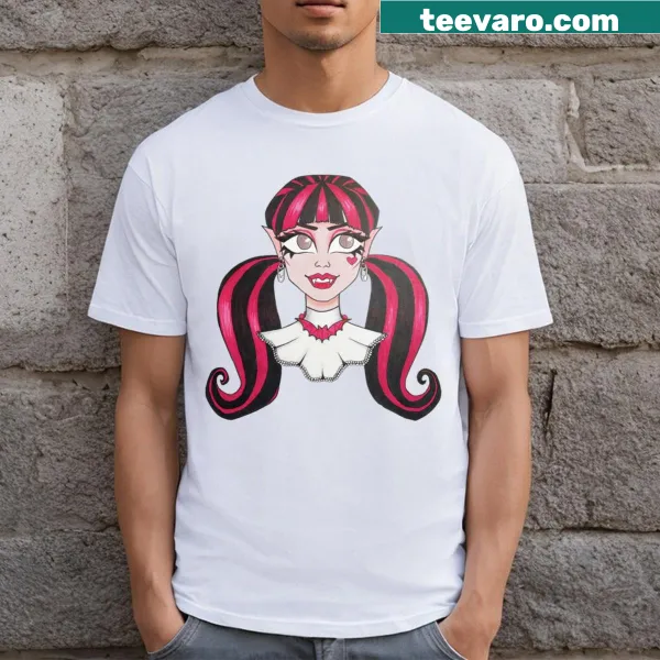 Playful Draculaura graphic on a T-shirt