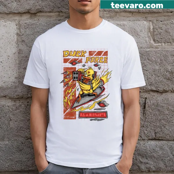 Cartoon ducks in special forces gear on a t-shirt