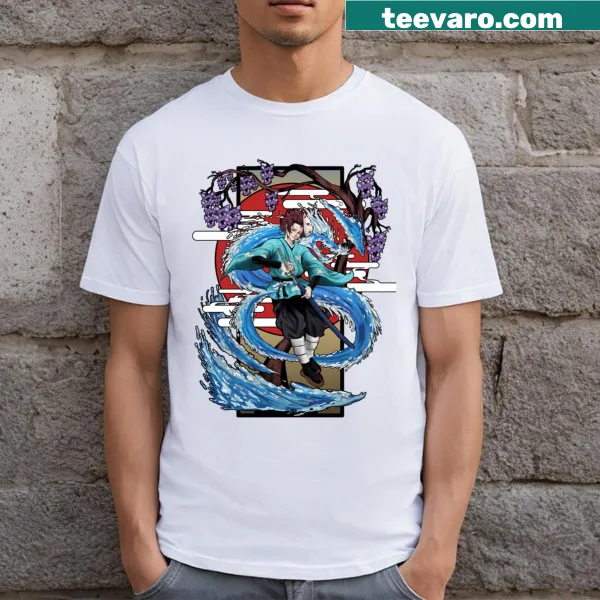 Illustrated Tanjiro from Kimetsu No Yaiba on a t-shirt