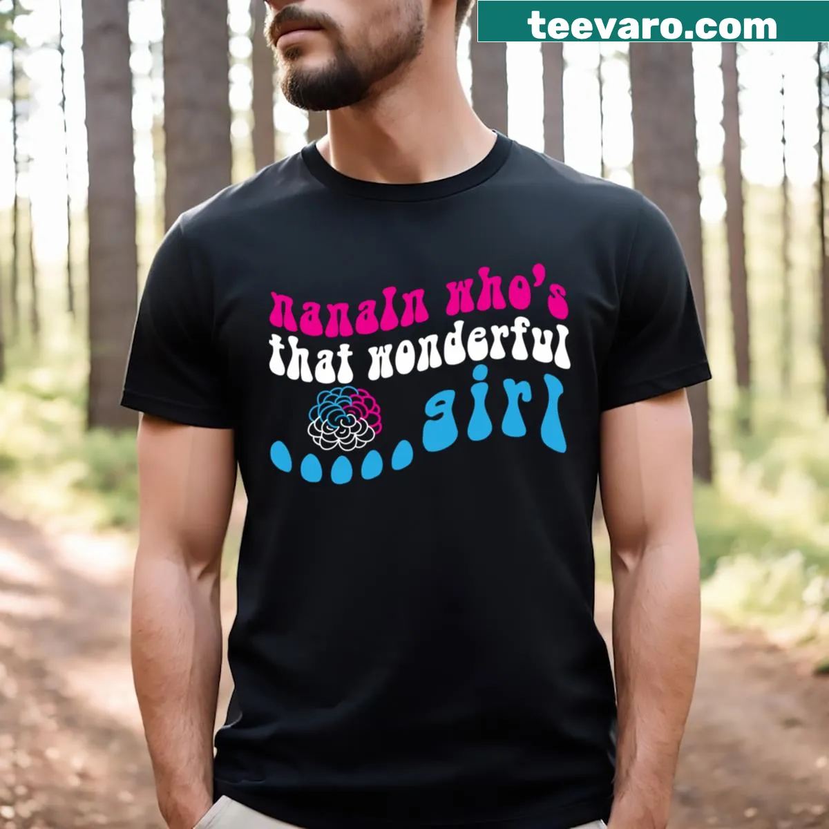 Cheerful T-shirt featuring the phrase Who's That Wonderful Girl? — on a men's t-shirt