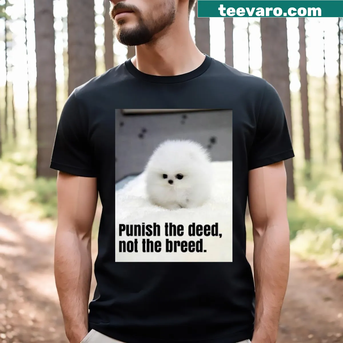 Illustration of a fluffy Pomeranian dog on a t-shirt — on a men's t-shirt