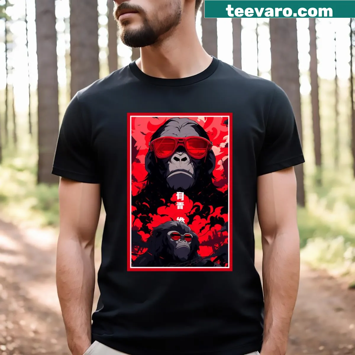 Anime comic cover art featuring a gorilla — on a men's t-shirt