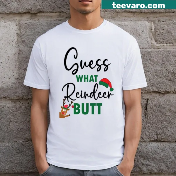 Funny Christmas T-shirt with reindeer butt graphic
