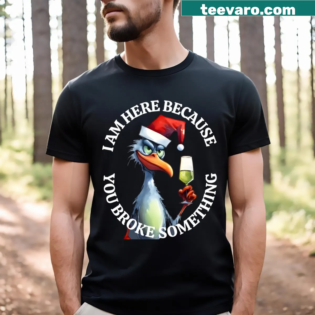 Funny Christmas T-shirt with the phrase about breaking something — on a men's t-shirt