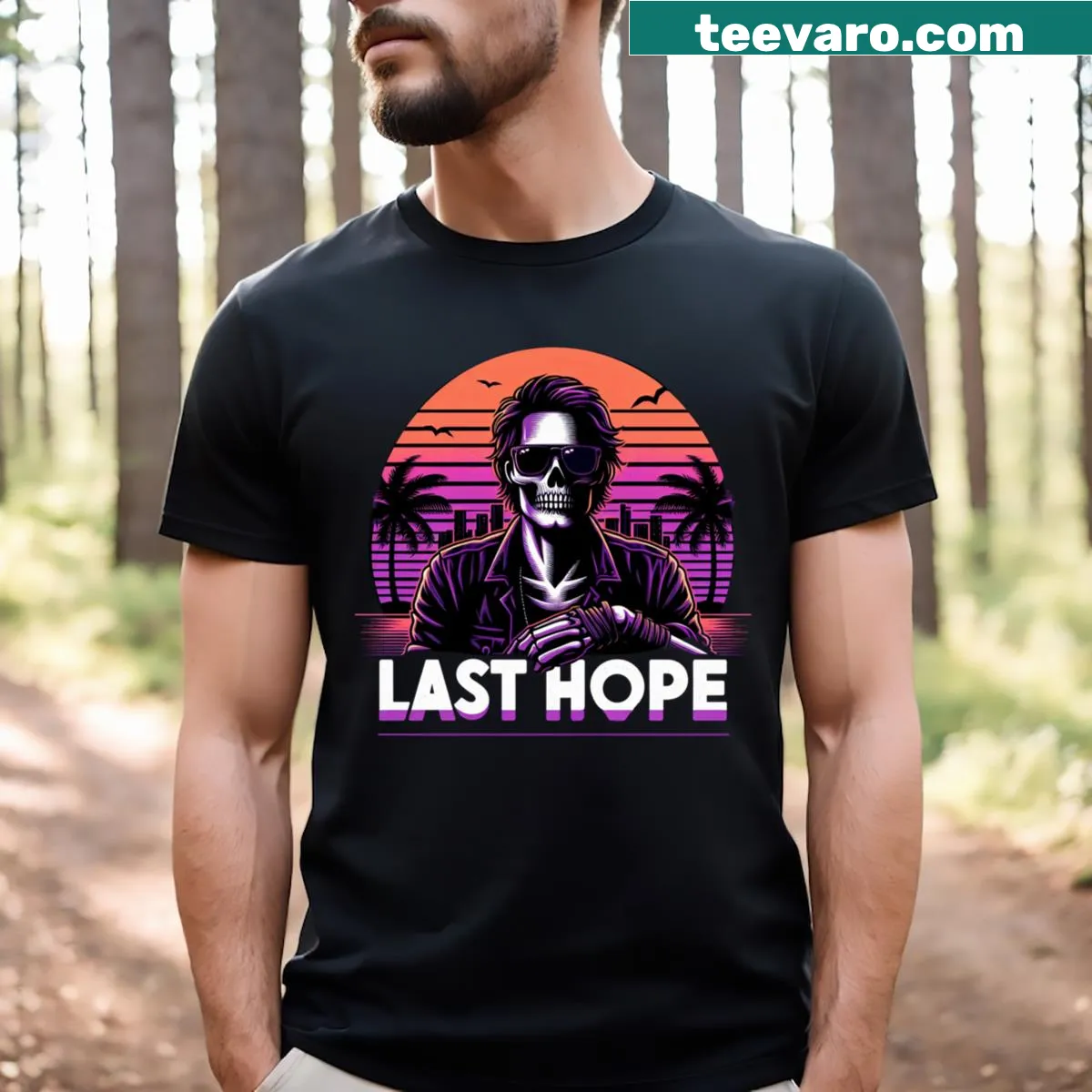 Bold typographic t-shirt featuring the phrase 'Last Hope' — on a men's t-shirt