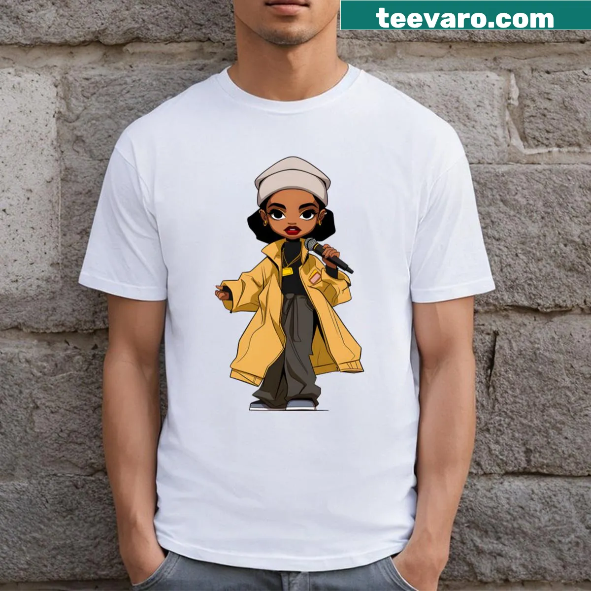 Cartoon design tribute to Lauryn Hill on a t-shirt — on a men's t-shirt