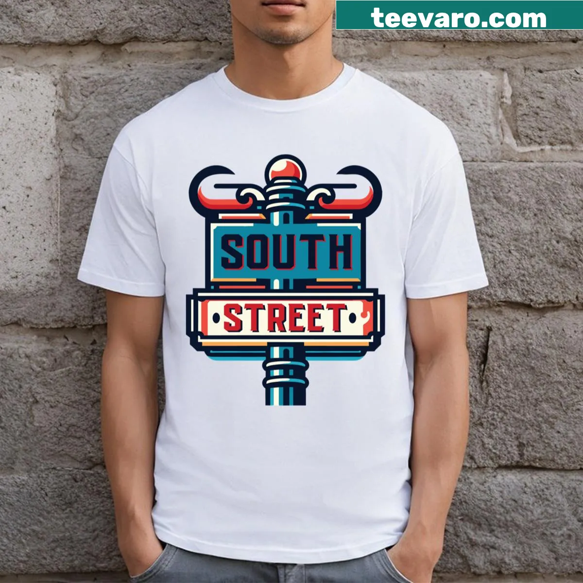 Artistic Philadelphia streets T-shirt showcasing urban culture — on a men's t-shirt