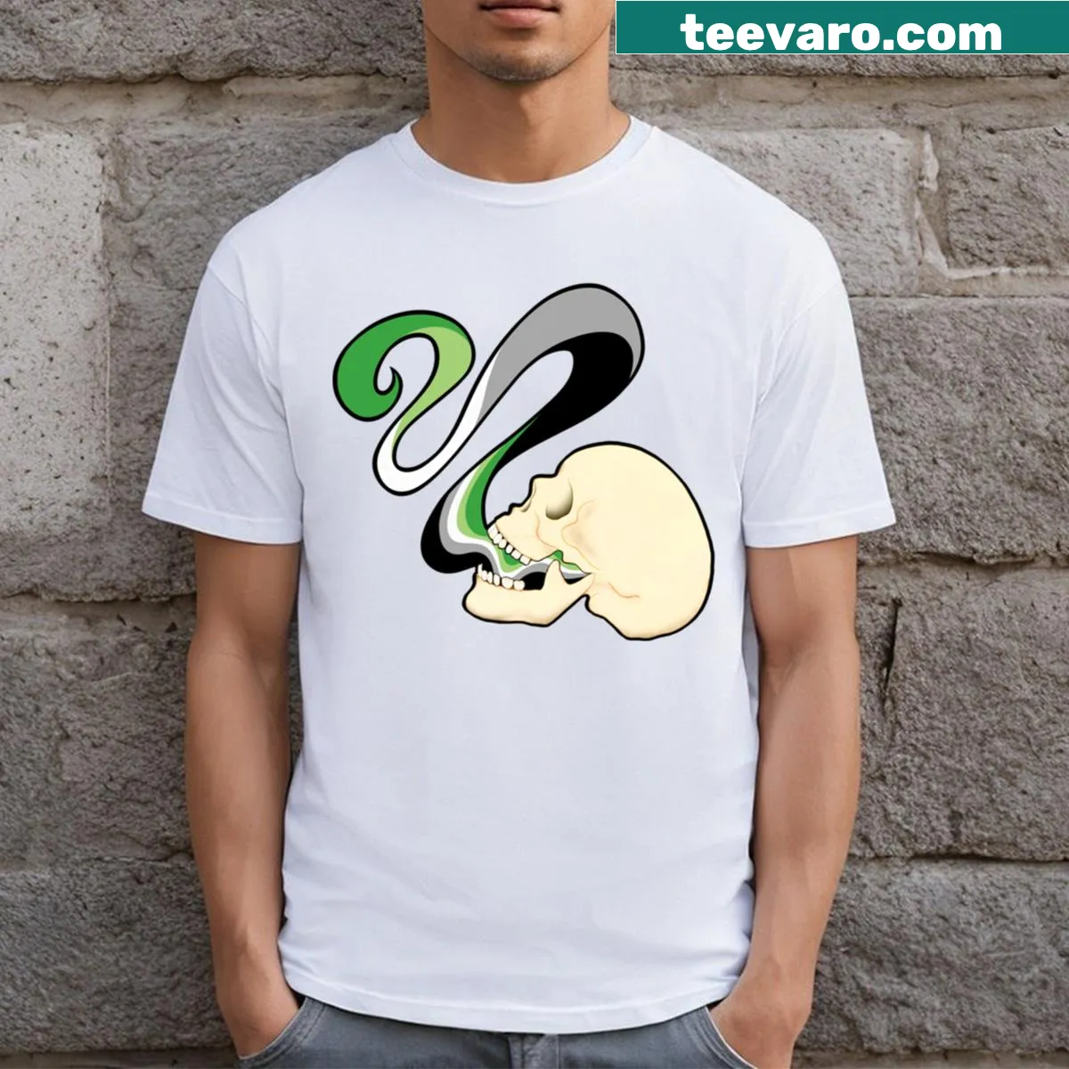 T-shirt featuring bold typography design with radioactive theme — on a men's t-shirt