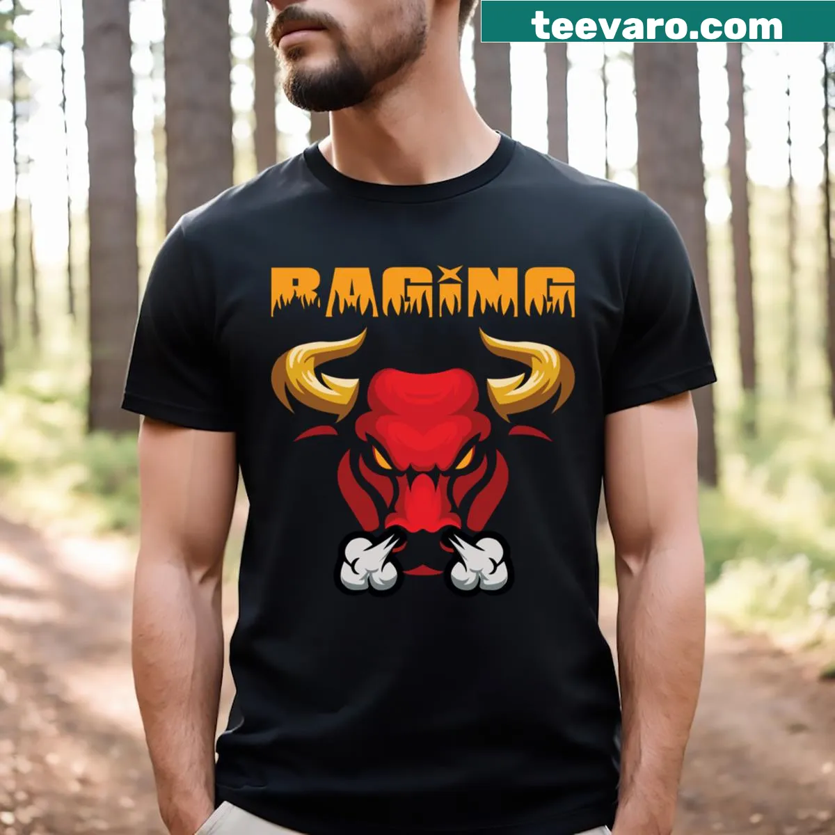 Fierce bull graphic T-shirt symbolizing strength and determination — on a men's t-shirt