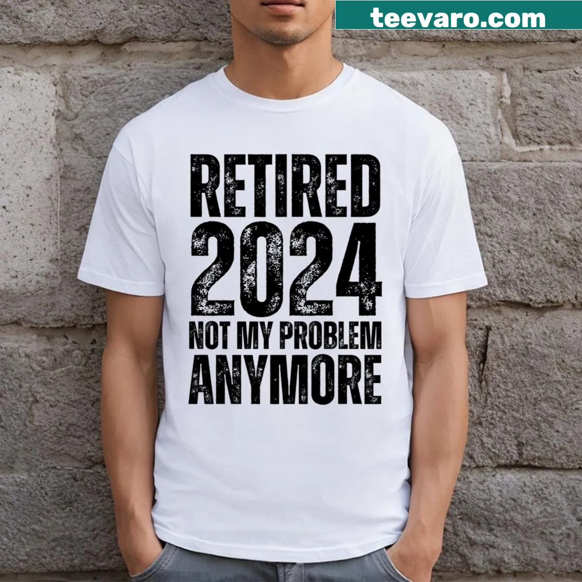 Humorous retirement T-shirt with a witty phrase — on a men's t-shirt