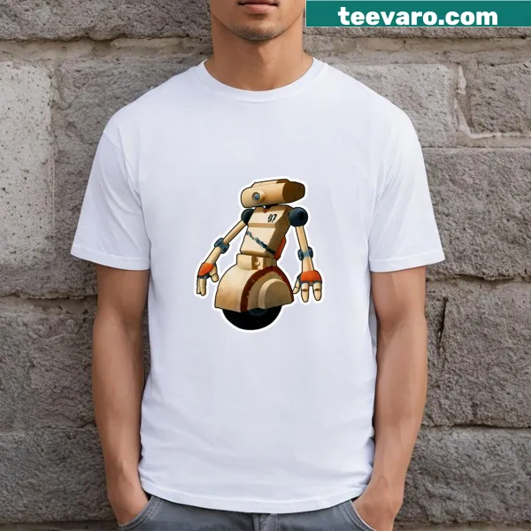 Cartoon T-shirt featuring a whimsical robot design