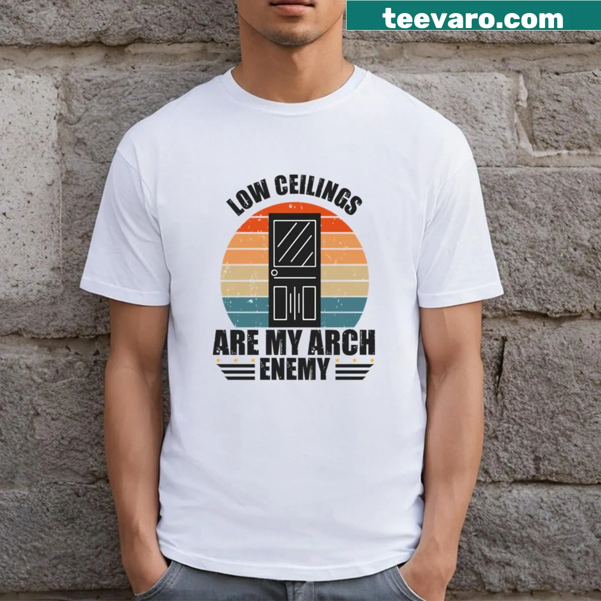 Funny quotes for tall men printed on a casual T-shirt — on a men's t-shirt