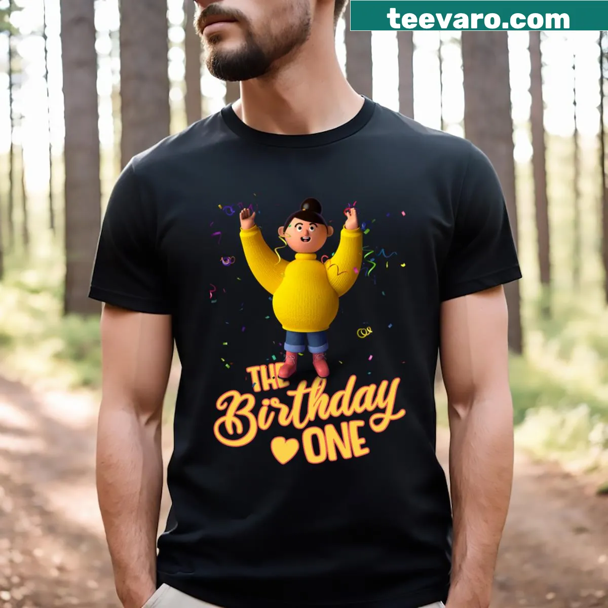 Cartoon expression birthday T-shirt for kids — on a men's t-shirt