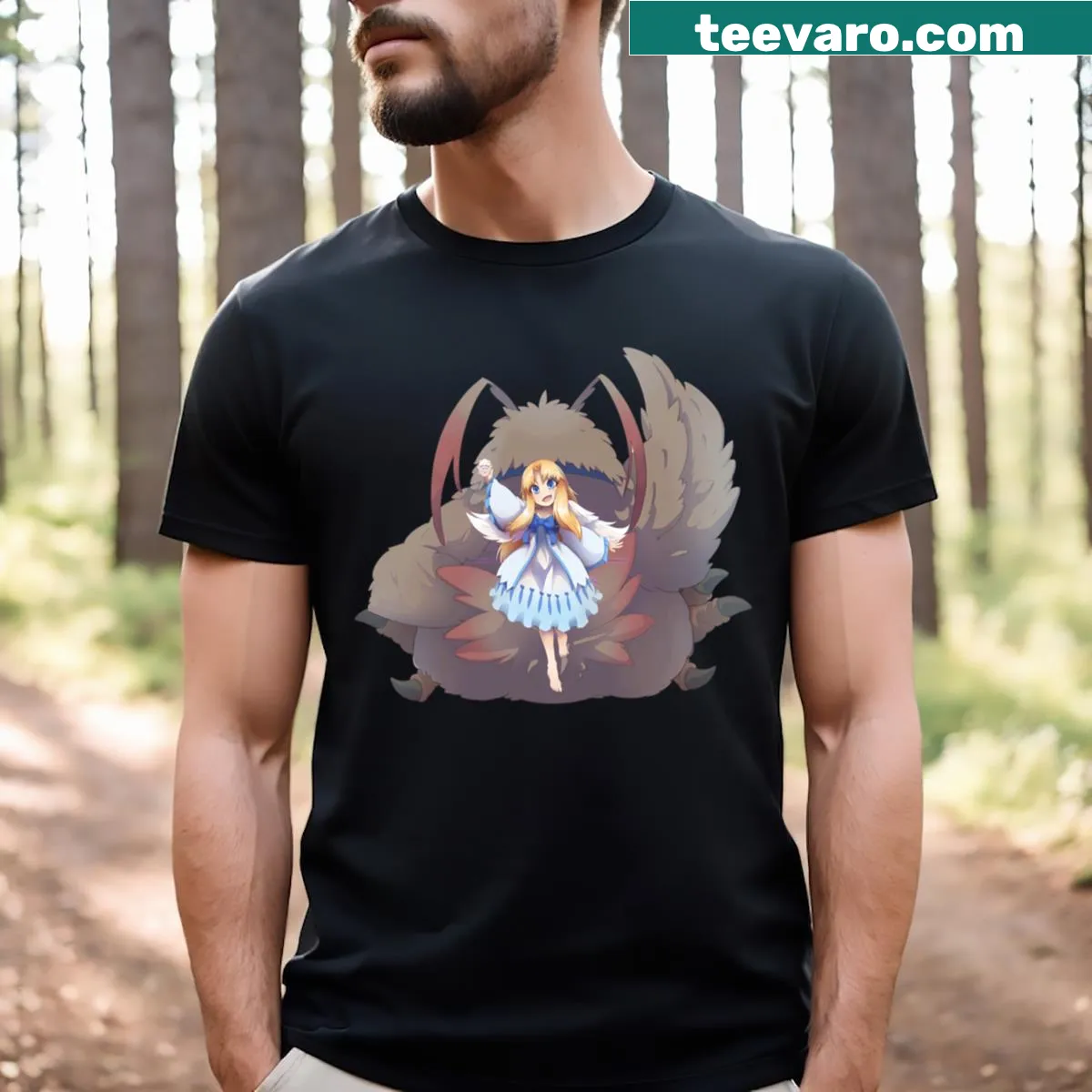 Artwork from The Rising Of The Shield Hero anime on T-shirt — on a men's t-shirt