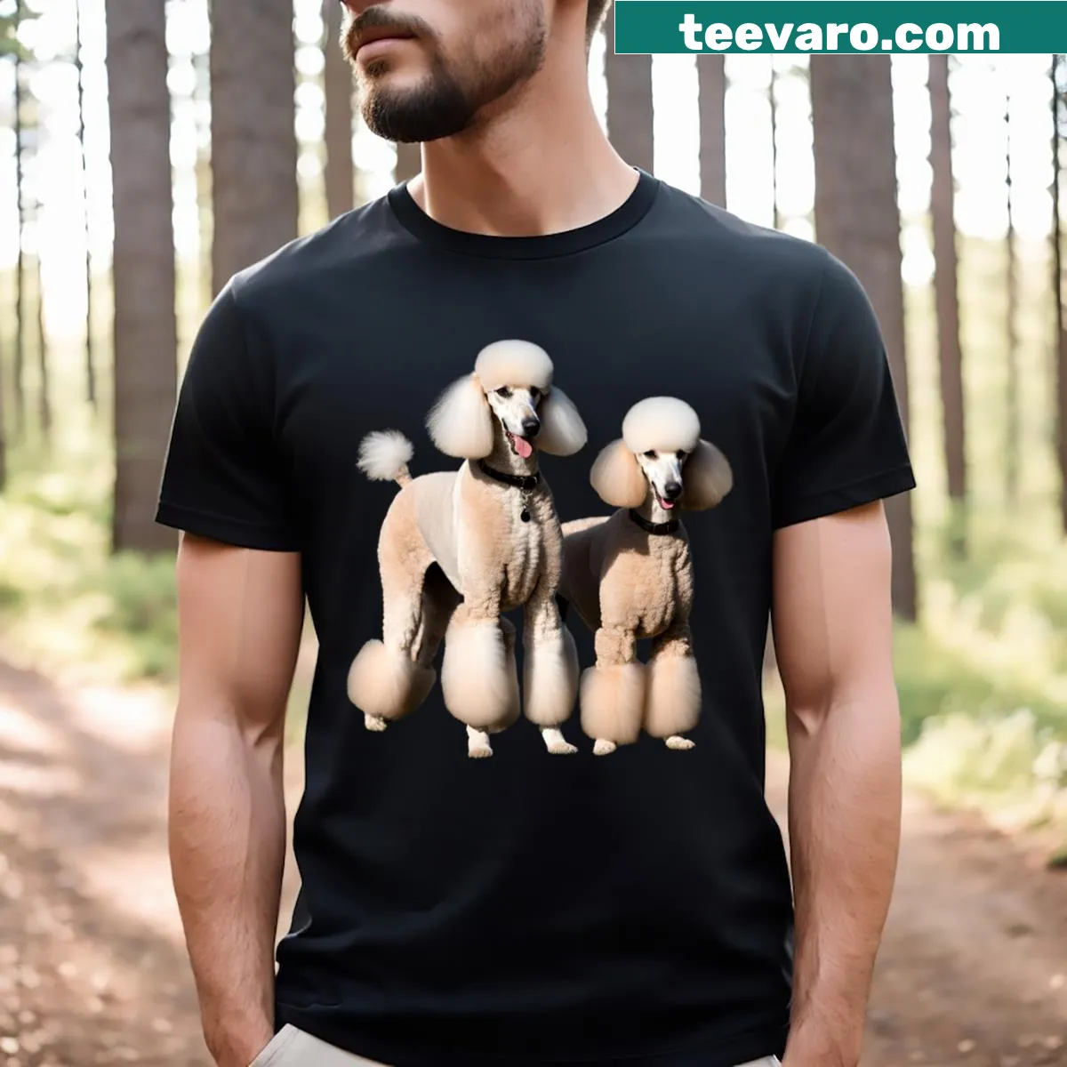 Charming illustration of two Standard Poodles — on a men's t-shirt
