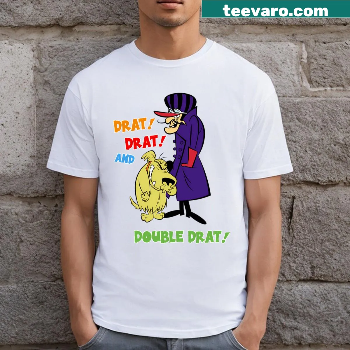 Vintage-style T-shirt featuring a cartoon movie design in a distressed style — on a men's t-shirt