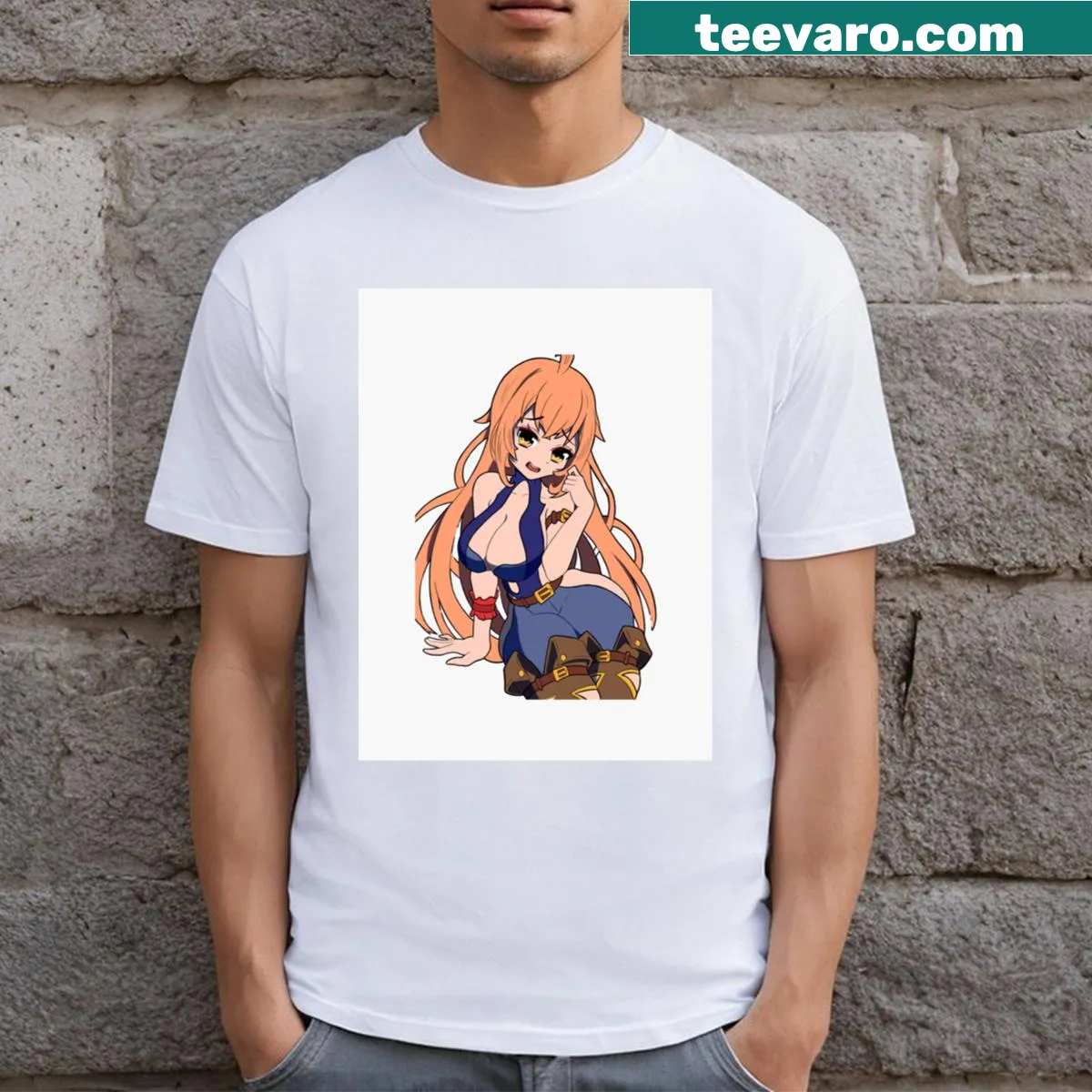 Cute anime manga girl t-shirt design — on a men's t-shirt