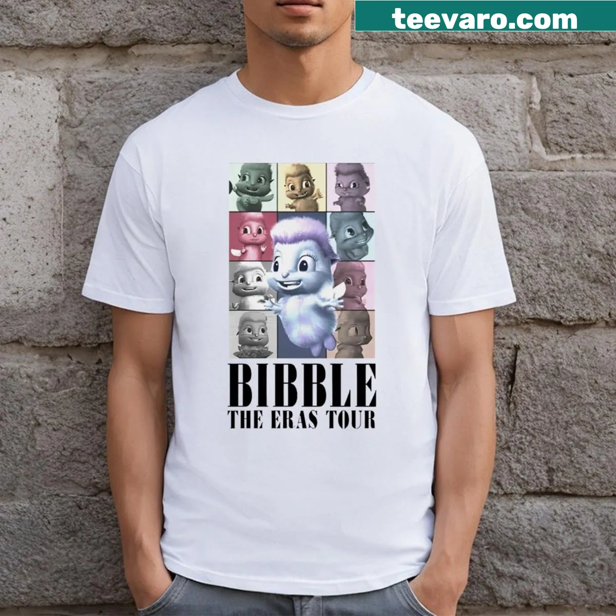 Concert-themed t-shirt featuring Bibble The Eras Tour — on a men's t-shirt
