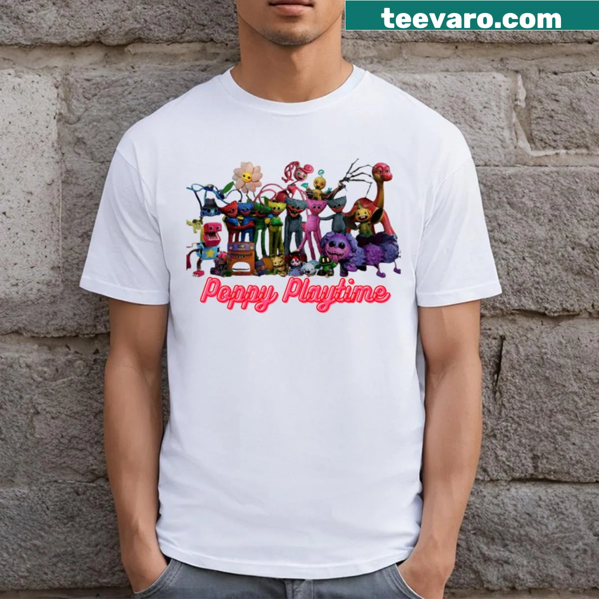 Gaming T-shirt with characters from Poppy Playtime. — on a men's t-shirt