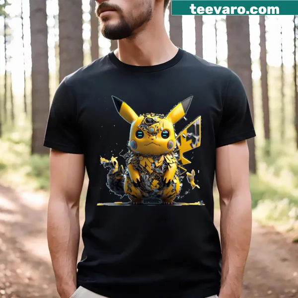 Graphic T-shirt featuring Cyber Pikachu in a futuristic design