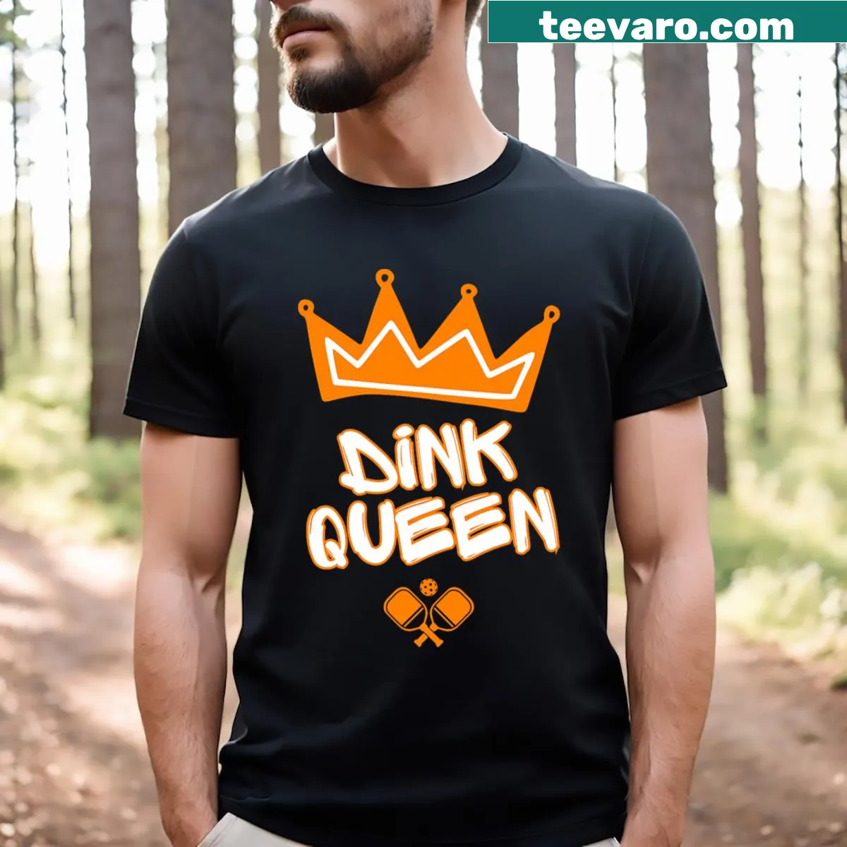 Funny typography design for Dink Queen in pickleball — on a men's t-shirt