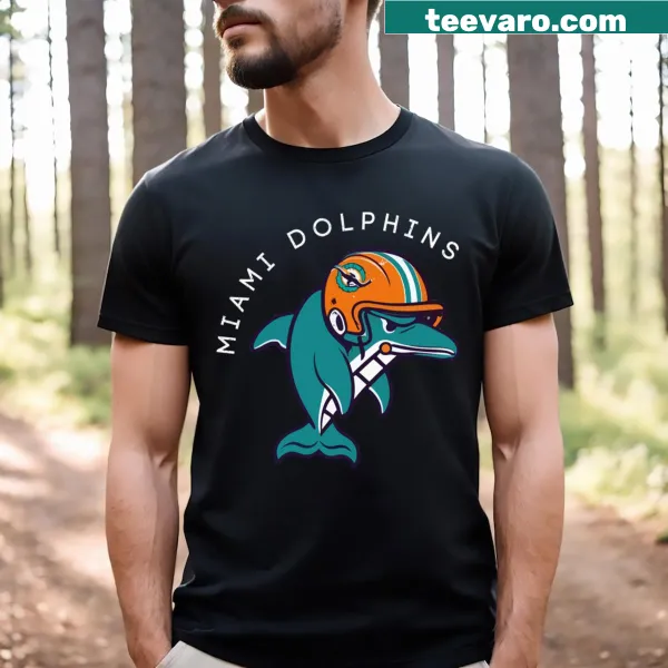 Funny Miami Dolphins T-shirt with playful helmet illustration