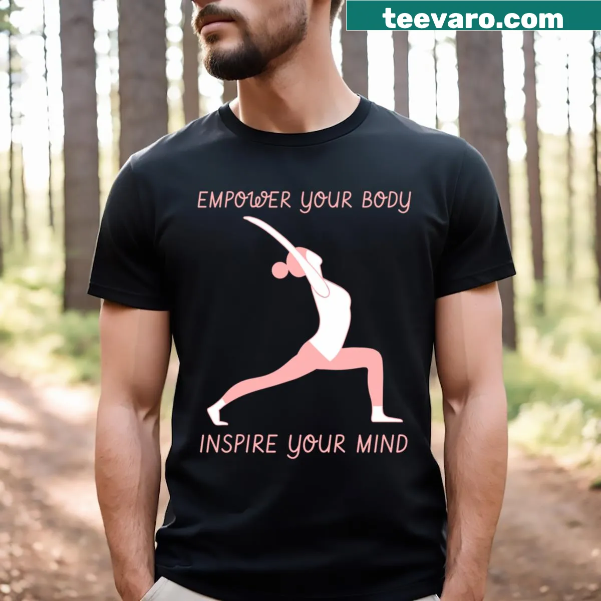 Inspirational yoga t-shirt with empowering text about wellness — on a men's t-shirt